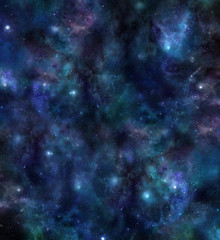 Naklejki  Tło wszechświata-duże kwadratowe ciemnoniebieskie tło głębokiej przestrzeni z gwiazdami, planetami, chmurami słonecznymi, słońcami i różnymi subtelnymi kolorami