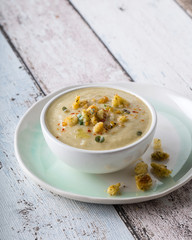 Vegetarian soup with croutons