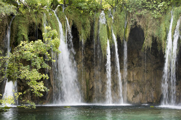 Waterfall in Plitvice National Park in Croatia