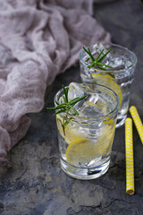 Drink with lemon and rosemary