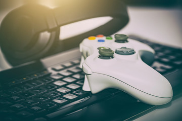 Gaming game play video on tv or monitor. Gamer concept.
