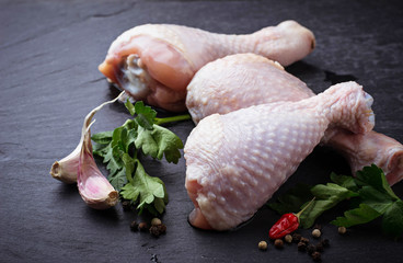 Raw chicken legs with parsley