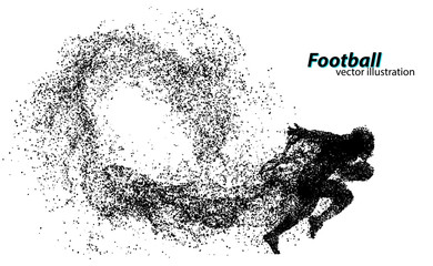 silhouette of a football player from particle. Rugby. American footballer © matrosovv