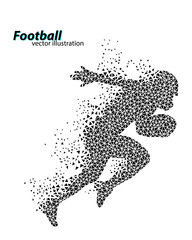Naklejka premium Silhouette of a football player from triangle. Rugby. American footballer