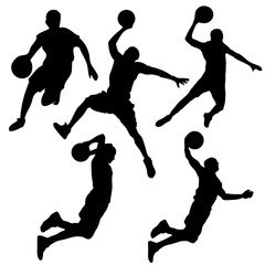 Silhouette of a basketball player. Set