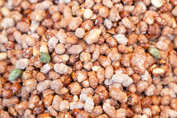 peanut brittle candy closeup exposed in a funfair