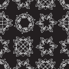 seamless pattern with white decoratove round line elements.