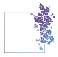 Gradient frame with pine cones silhouettes. Copy space. Winter holiday backgroun