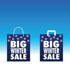 paper bag blue with big winter sale on it illustration