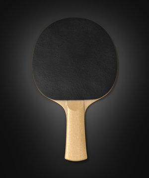 ping-pong racket on black background 3d