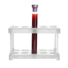 Test-tube with blood isolated on white