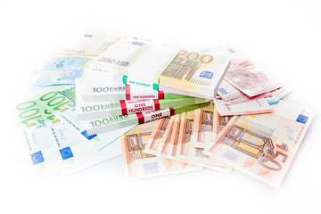 cash money. euro bills. Euro currency money