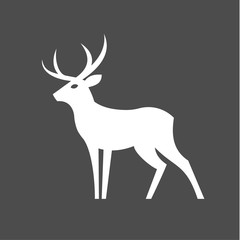 Monochrome Deer with antlers illustration for modern minimalist design, plastic form of an animal one color
