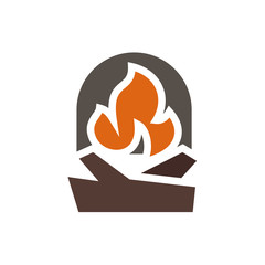 Fireplace abstract mark logo in minimalism