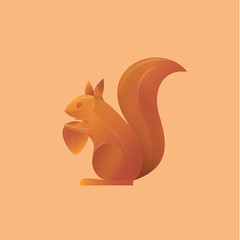 squirrel holding an acorn high-quality illustrations