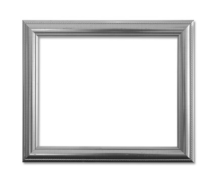 Gray picture frame on white background.