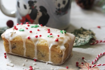 Christmas Mini loaf cake , selective focus