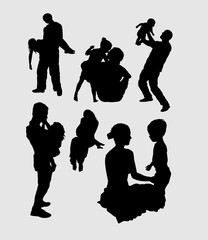 Family playing happiness silhouette. Good use for symbol, logo, web icon, mascot, sign, sticker, or any design you want.