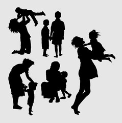 Happy family playing silhouette. Good use for symbol, logo, web icon, mascot, sign, sticker, or any design you want.