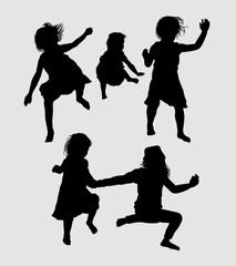 Children happy playing silhouette. Good use for symbol, logo, web icon, mascot, sign, sticker, or any design you want.