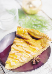 Christmas apple pie on plate