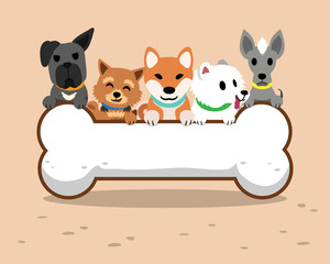 Naklejka premium Cartoon dogs and big bone