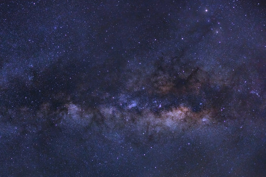 Close-up of Milky Way Galaxy, Long exposure photograph, with gra