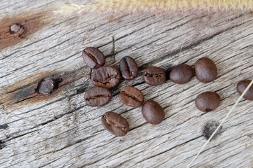 Coffee on grunge wooden background