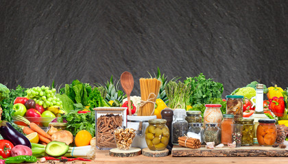Naklejka na ściany i meble Organic vegetables and fruits