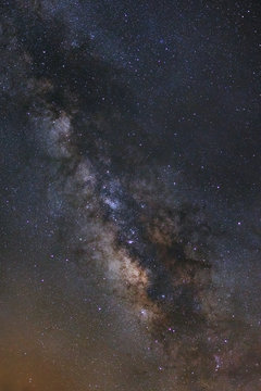 Close-up of Milky Way Galaxy, Long exposure photograph, with gran