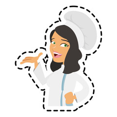 Female chef cartoon icon. Worker occupation profession and restaurant theme. Isolated design. Vector illustration