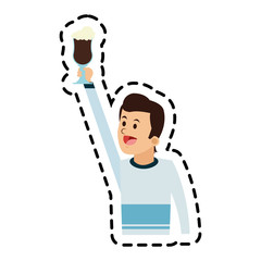 Man cartoon with coffee icon. Drink breakfast beverage and restaurant theme. Isolated design. Vector illustration