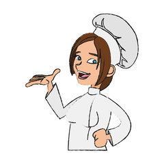 Female chef cartoon icon. Worker occupation profession and restaurant theme. Isolated design. Vector illustration