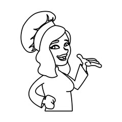 Female chef cartoon icon. Worker occupation profession and restaurant theme. Isolated design. Vector illustration
