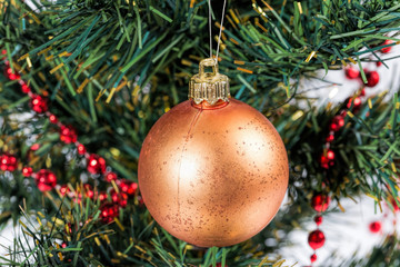 Christmas tree, garland, ball