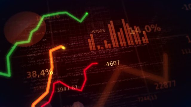 Colorful financial diagrams showing profit and loss. 2 in 1. Dark red.