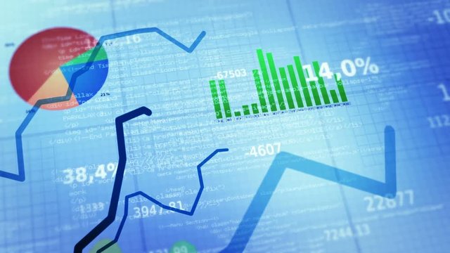  Colorful financial diagrams showing profit and loss. 2 in 1. White.