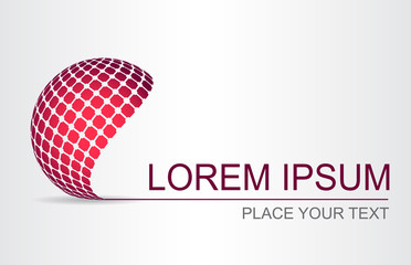 Logo stylized spherical surface with abstract shapes