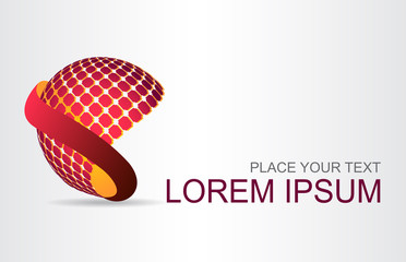 Logo stylized spherical surface with abstract shapes