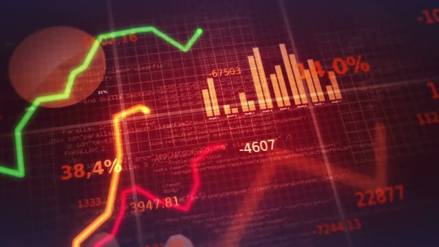 Colorful financial diagrams showing profit and loss. 2 in 1. Dark red.