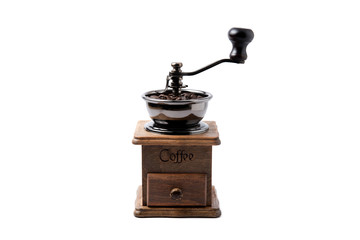 Coffee grinder on white background.