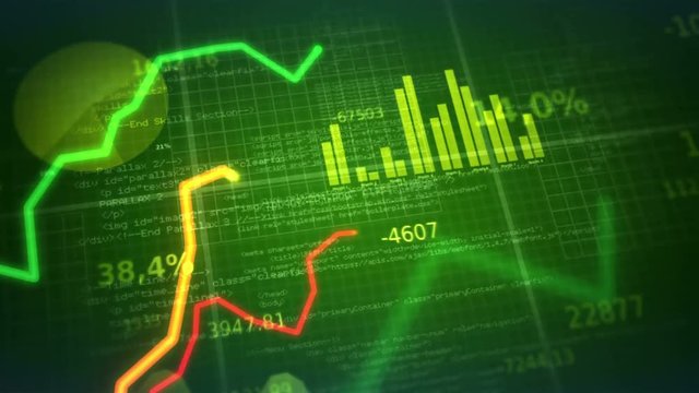 Colorful financial diagrams showing profit and loss. 2 in 1. Green.