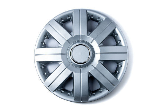 Plastic hubcap isolated on white background