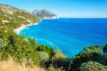 Amazing coast line Golfo di Orosei in sun, Sardinia, Italy