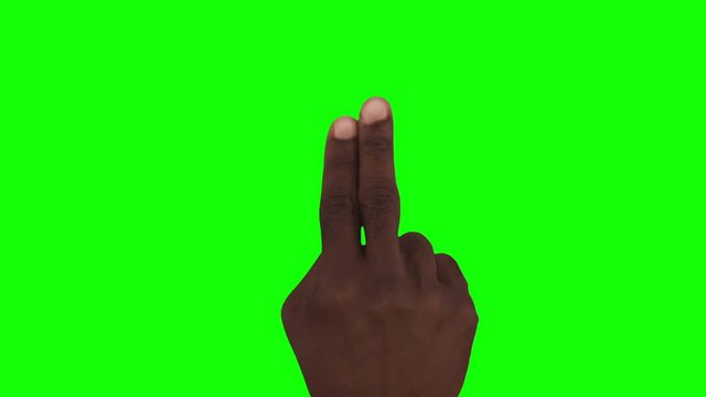 12 Hand gestures + 2 mobile phone. Touchscreen. Afro-american hand. Detail shot.