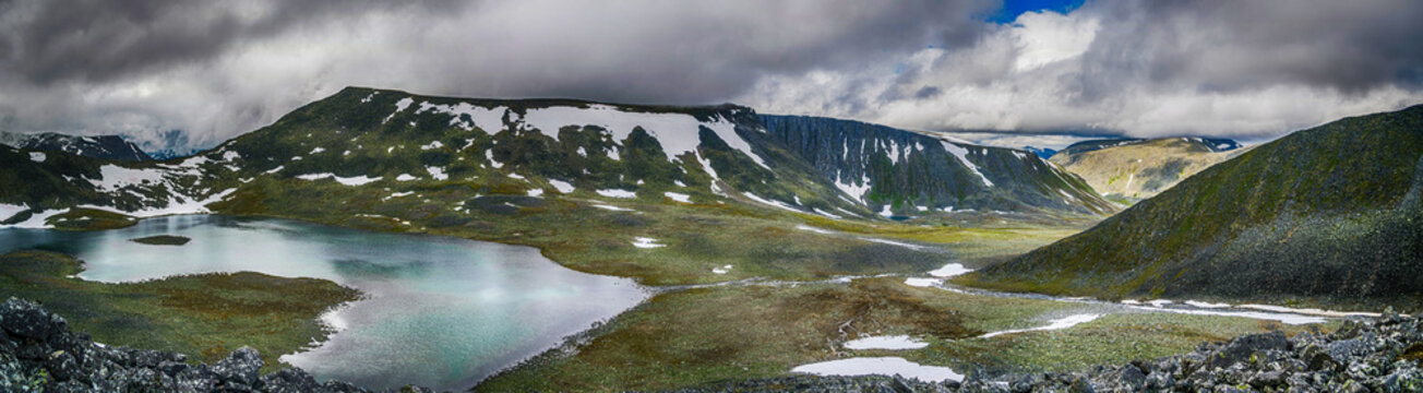mountain lake, circumpolar Ural mountains