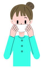 マスクをする女性