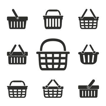 Shopping basket icon set.