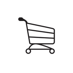 Vector icon or illustration with shopping cart in black color