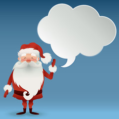 Happy Santa Claus character with a speech bubble for design banners, postcards, flyers and more. Illustration Merry Christmas Santa Claus character.